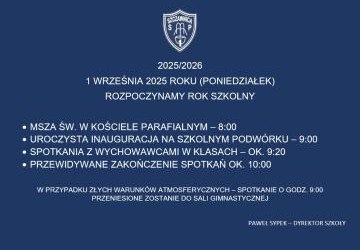 ROK SZKOLNY 2025/2026 - ZACZYNAMY!!!