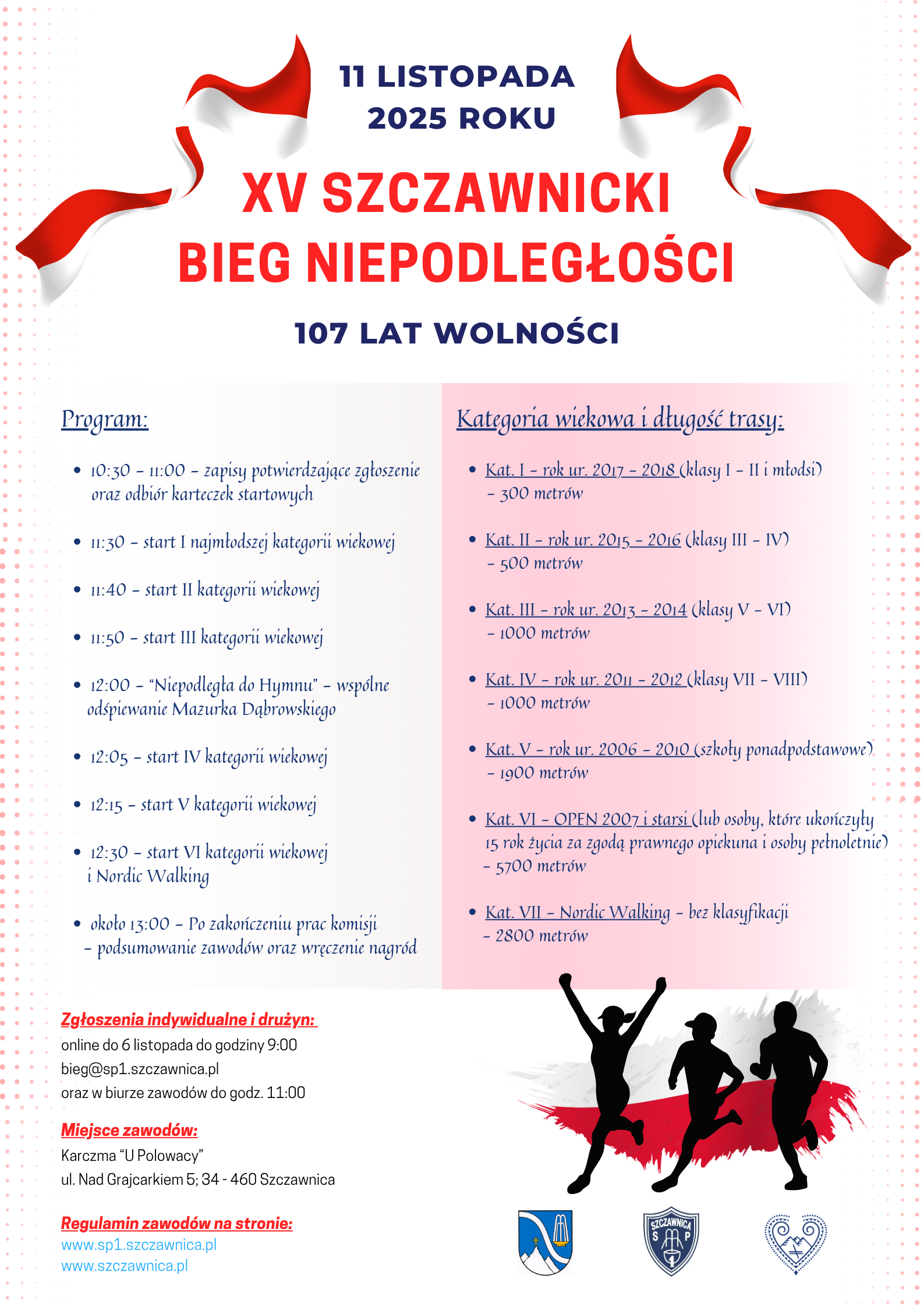 XV SZCZAWNICKI BIEG NIEPODLEGŁOŚCI - ZGŁOSZENIA