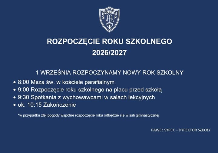 ROZPOCZĘCIE ROKU SZKOLNEGO 2026/2027